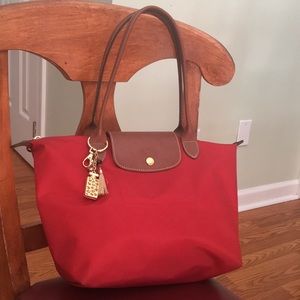 Red/orange longchamp medium bag